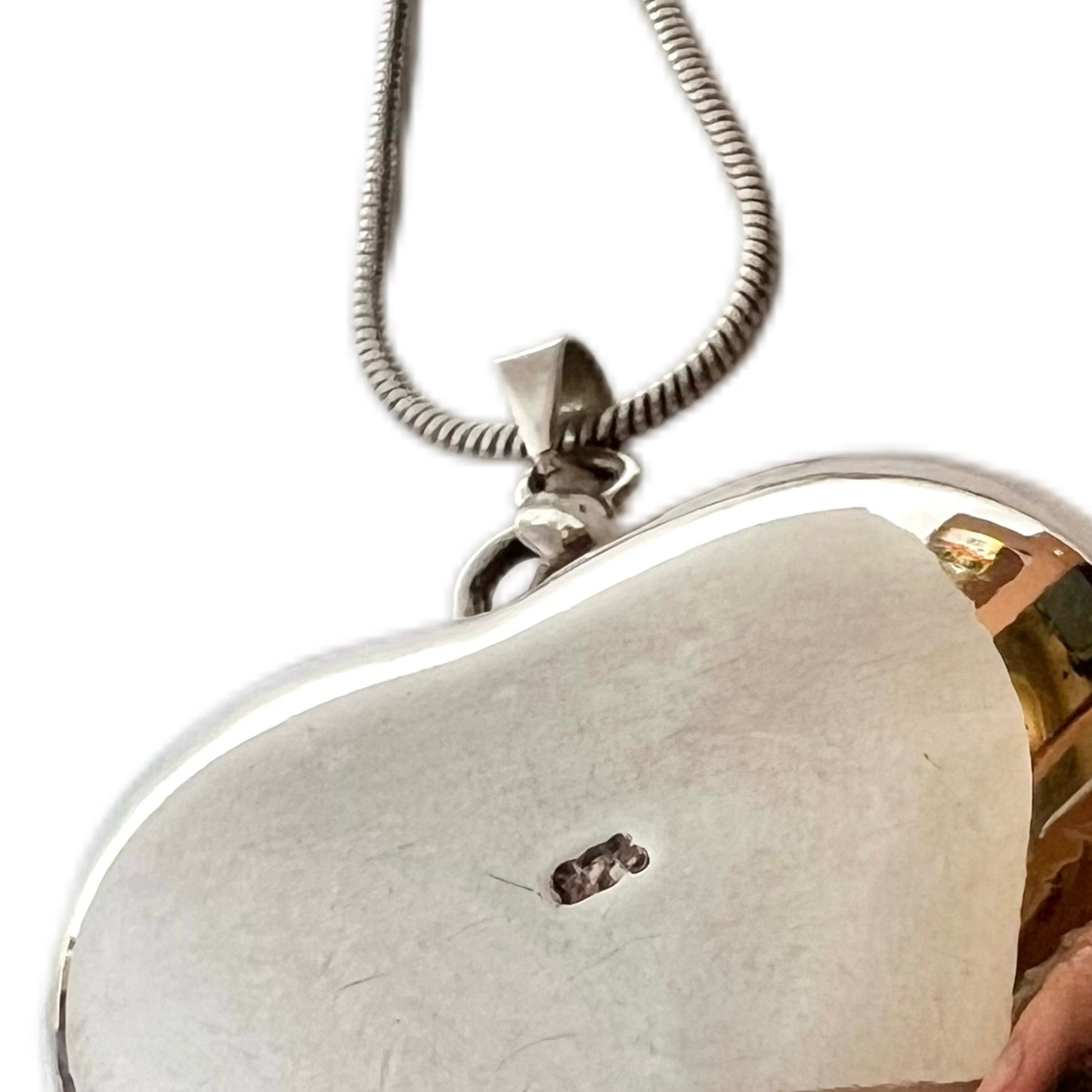 Vintage sterling silver puffy heart pendant