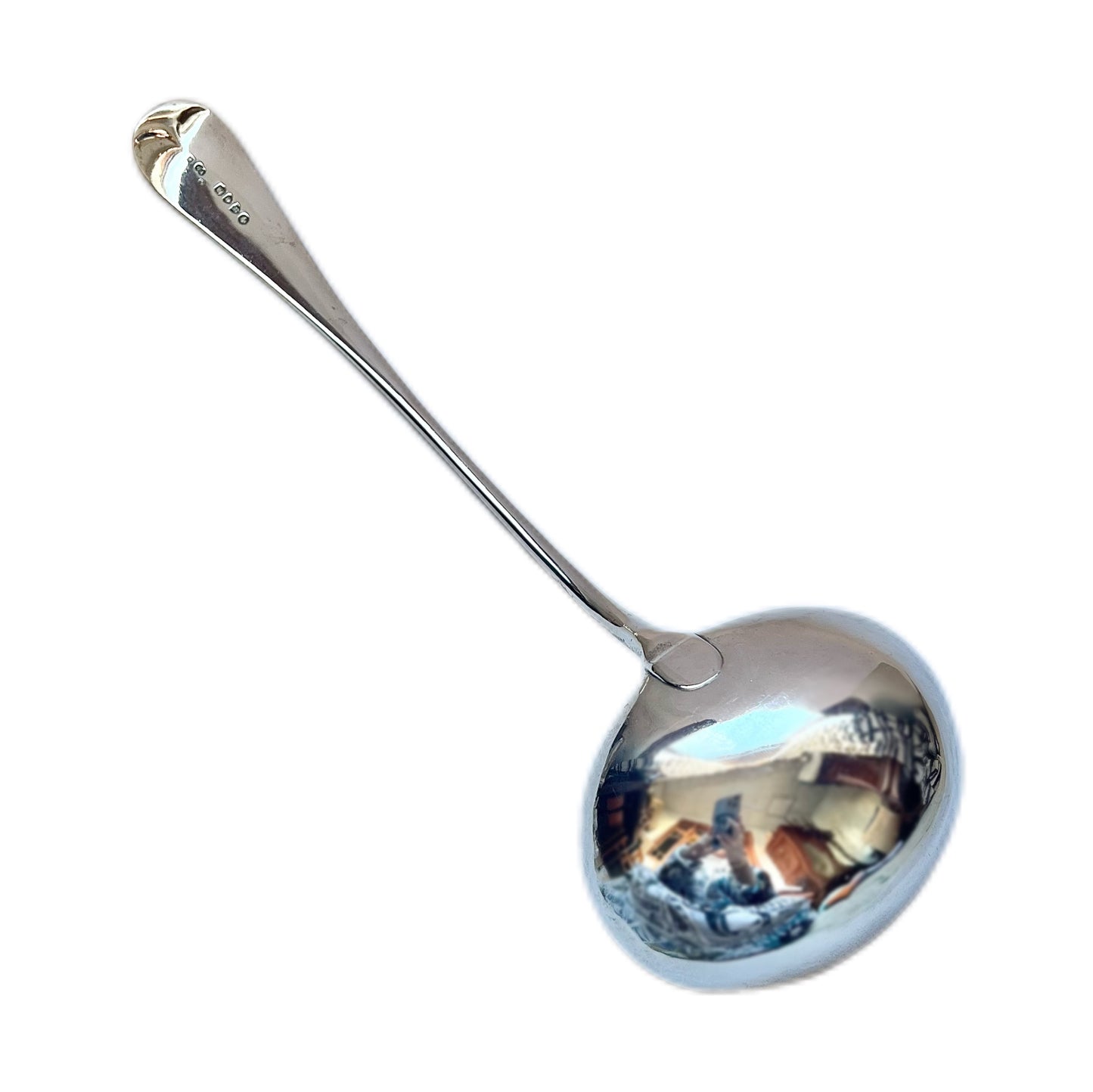 Antique Victorian Chawner & Co. crested sterling silver serving ladle