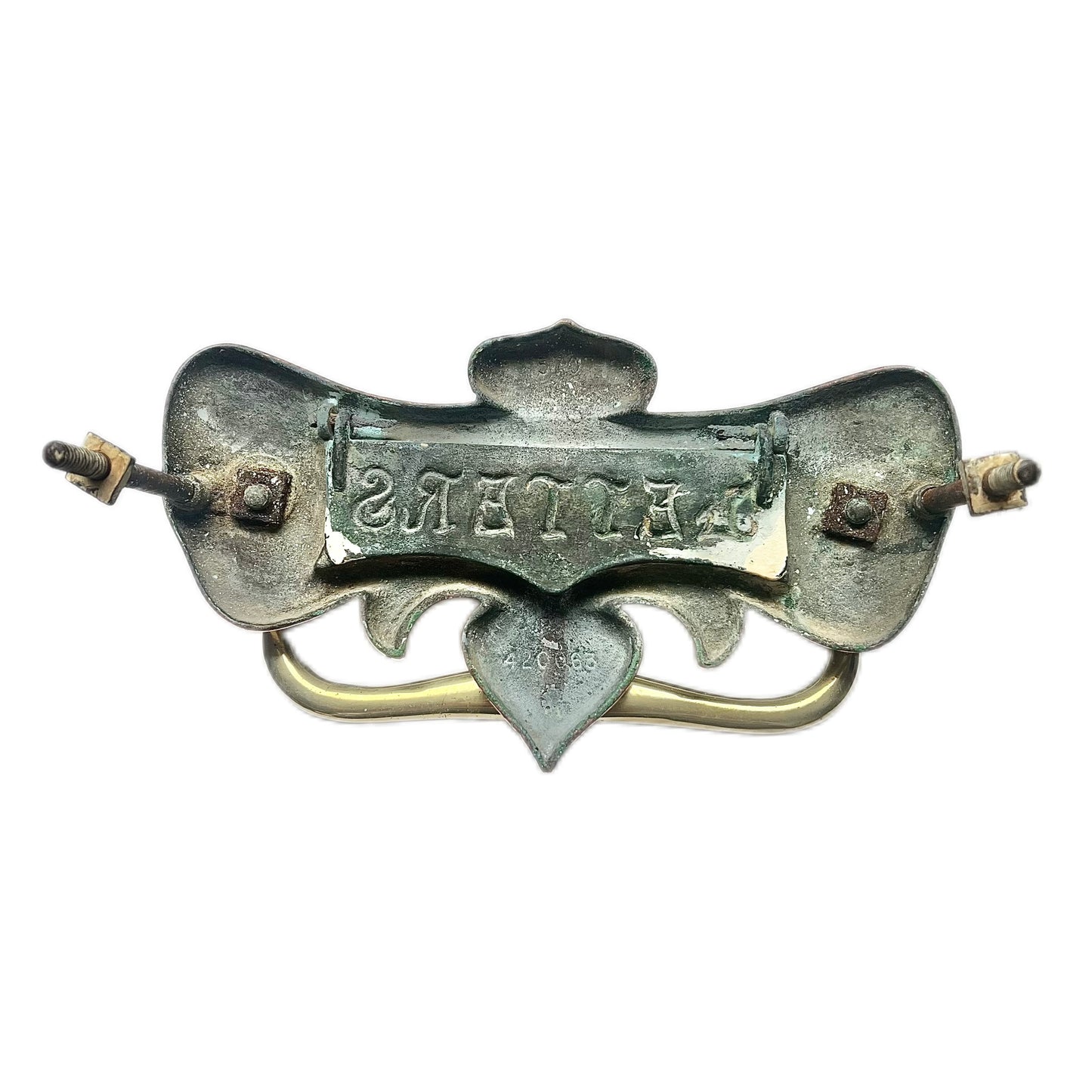 Antique English Art Nouveau doorknocker and letterbox cover