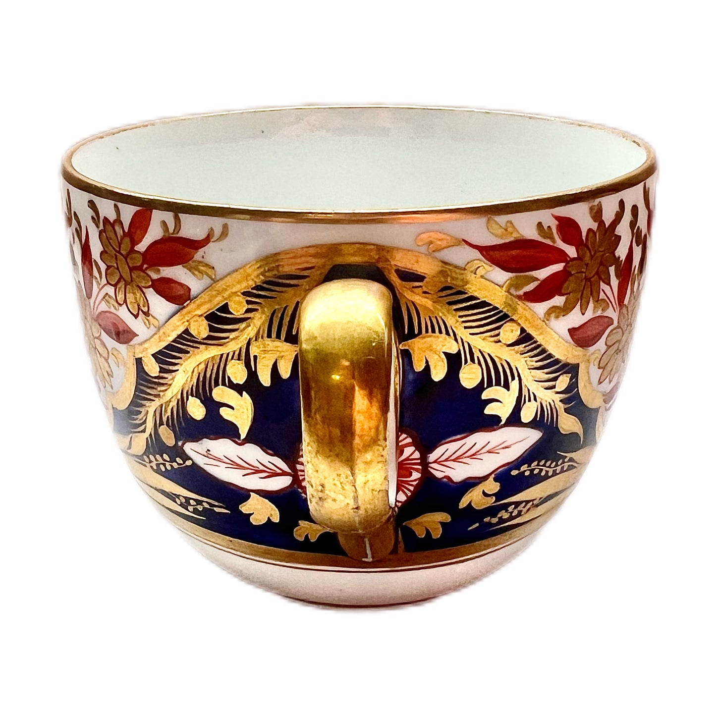 Antique Regency period English hard paste porcelain Bute shaped teacup with ringhandle