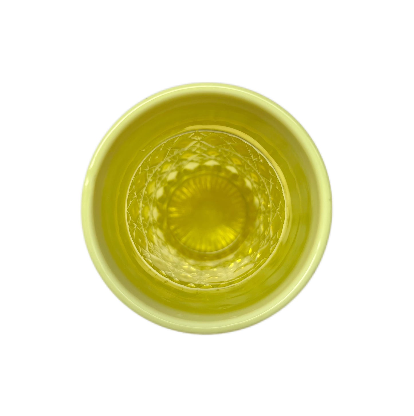 Late Victorian uranium yellow Primrose Pearline glass "Prince William" pattern tumbler