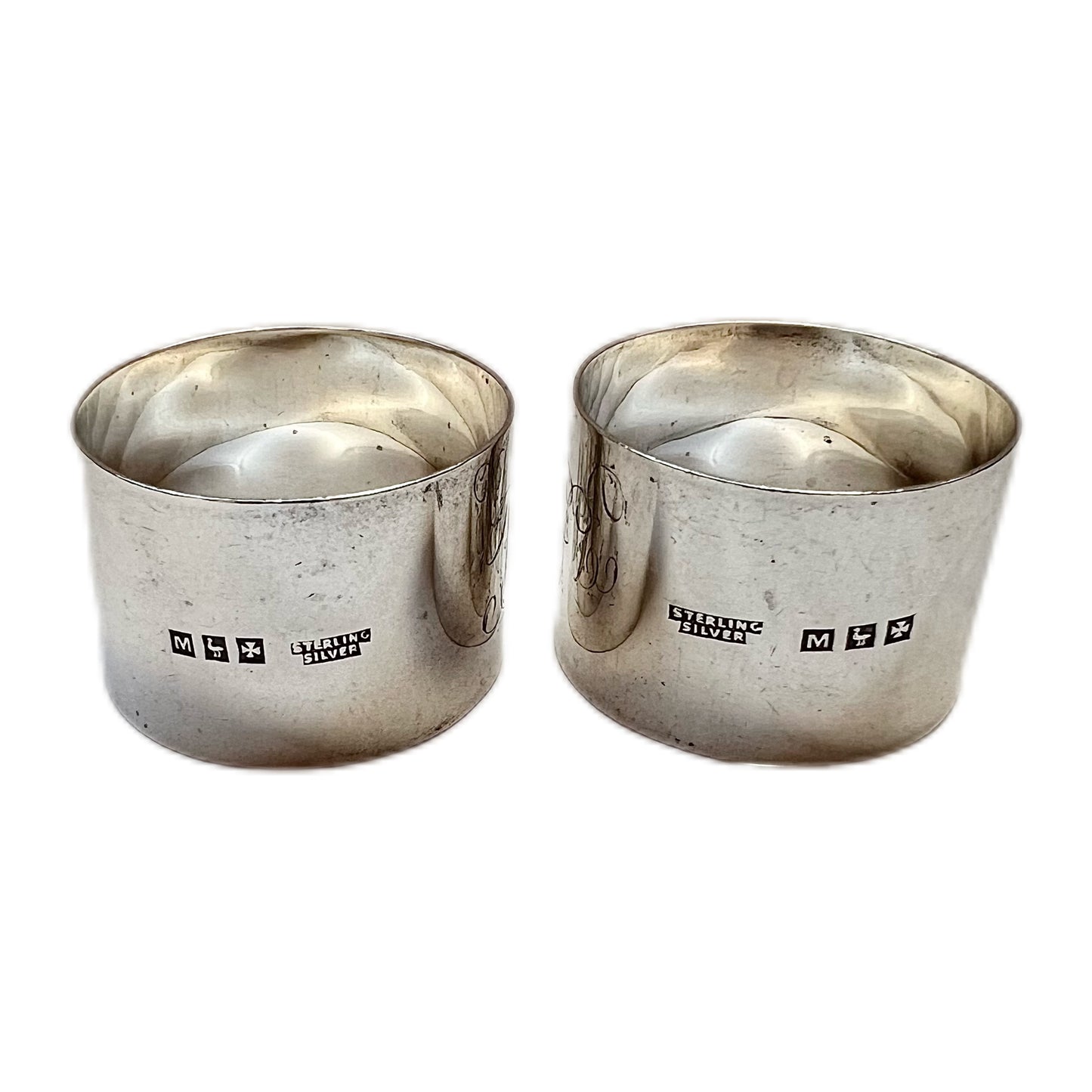 Lovely pair of sterling silver Australian napkin rings made by F.J. Mole, Brisbane