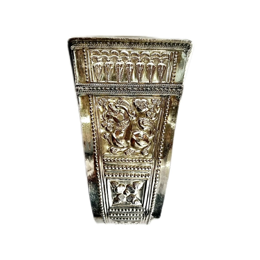 Antique repousse silver Laotian betel leaf holder