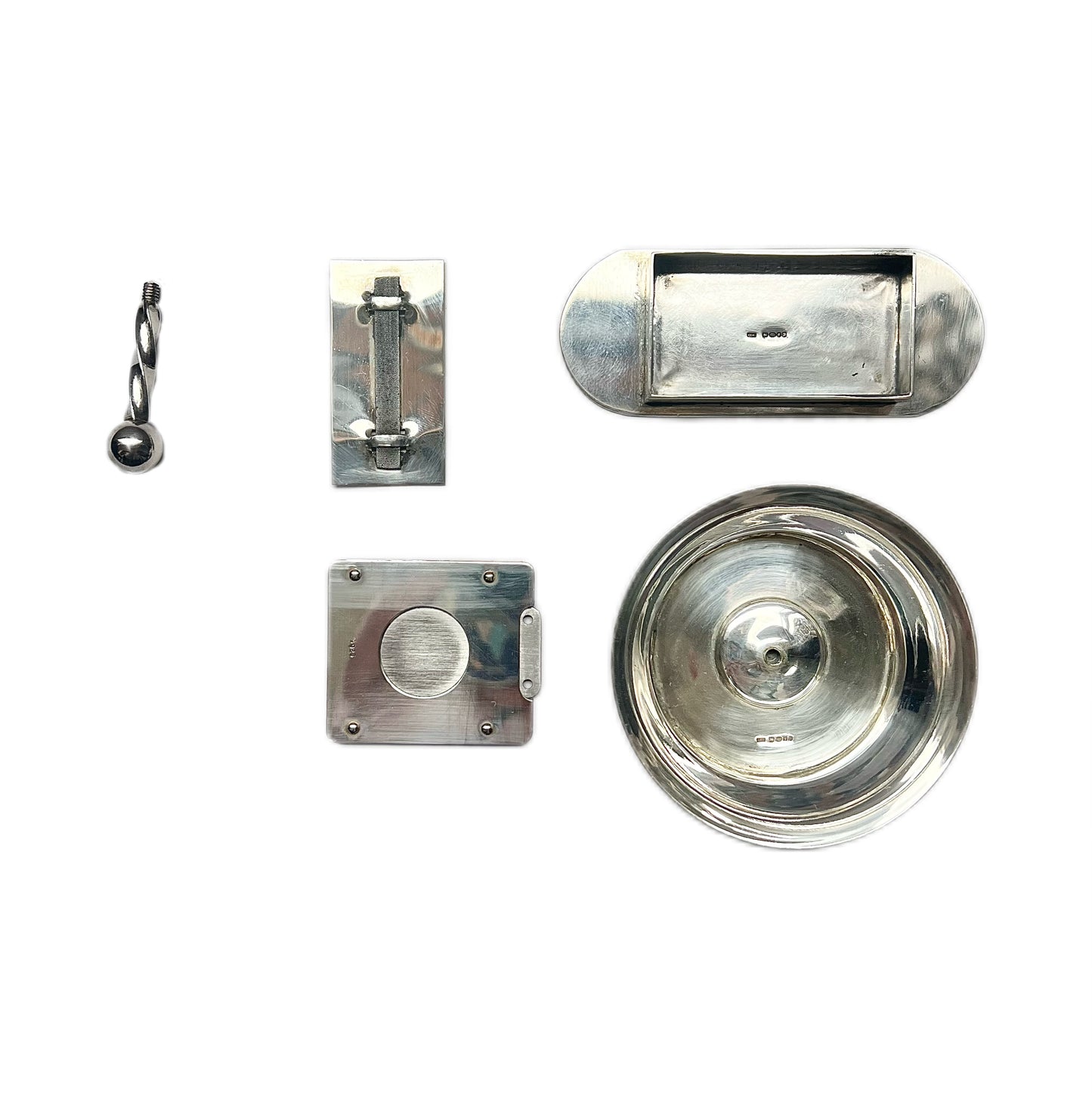 Fine English sterling silver gentleman’s smoking set