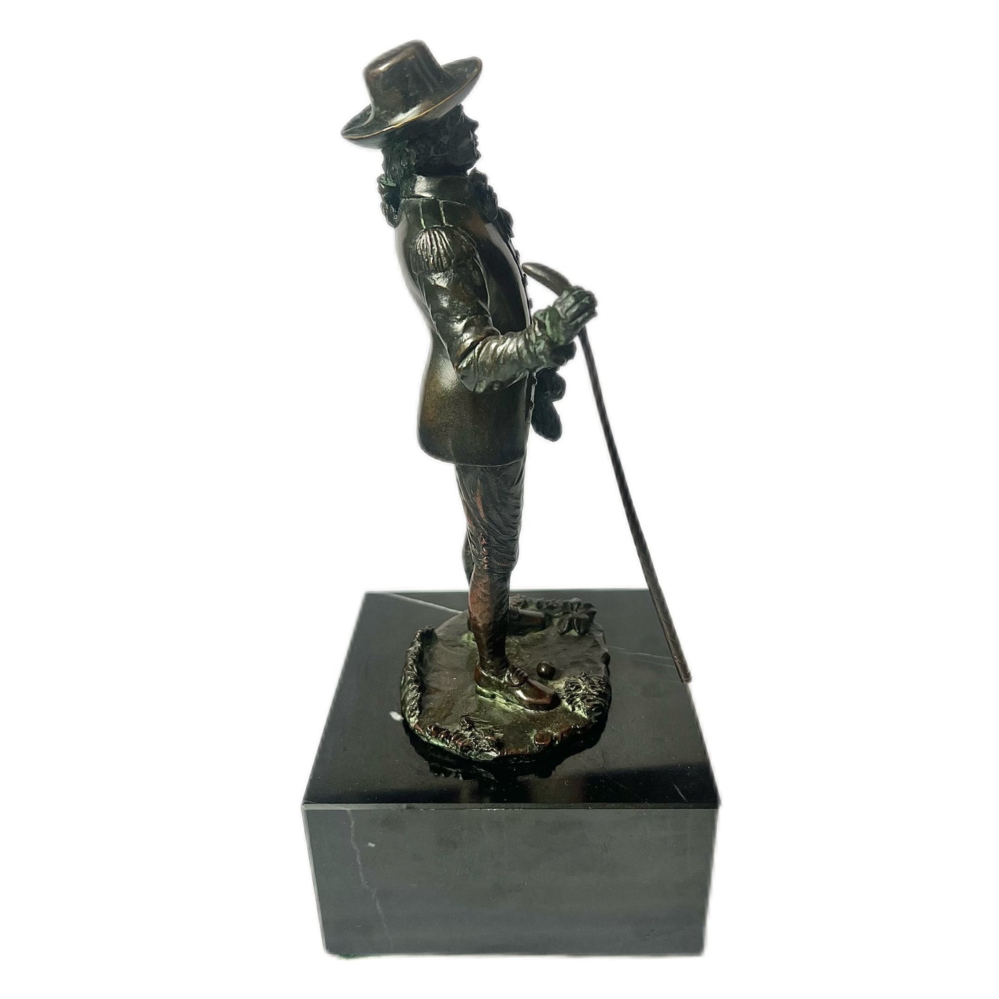 Midcentury bronze depicting a gentleman on marble base, signed by Sever