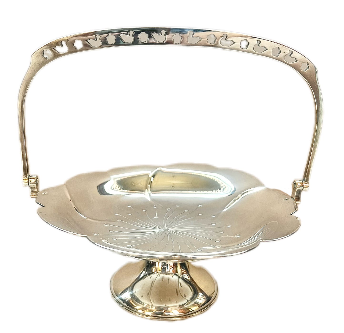 Antique late Meiji to Taisho period Japanese export silver cherry blossom figural basket