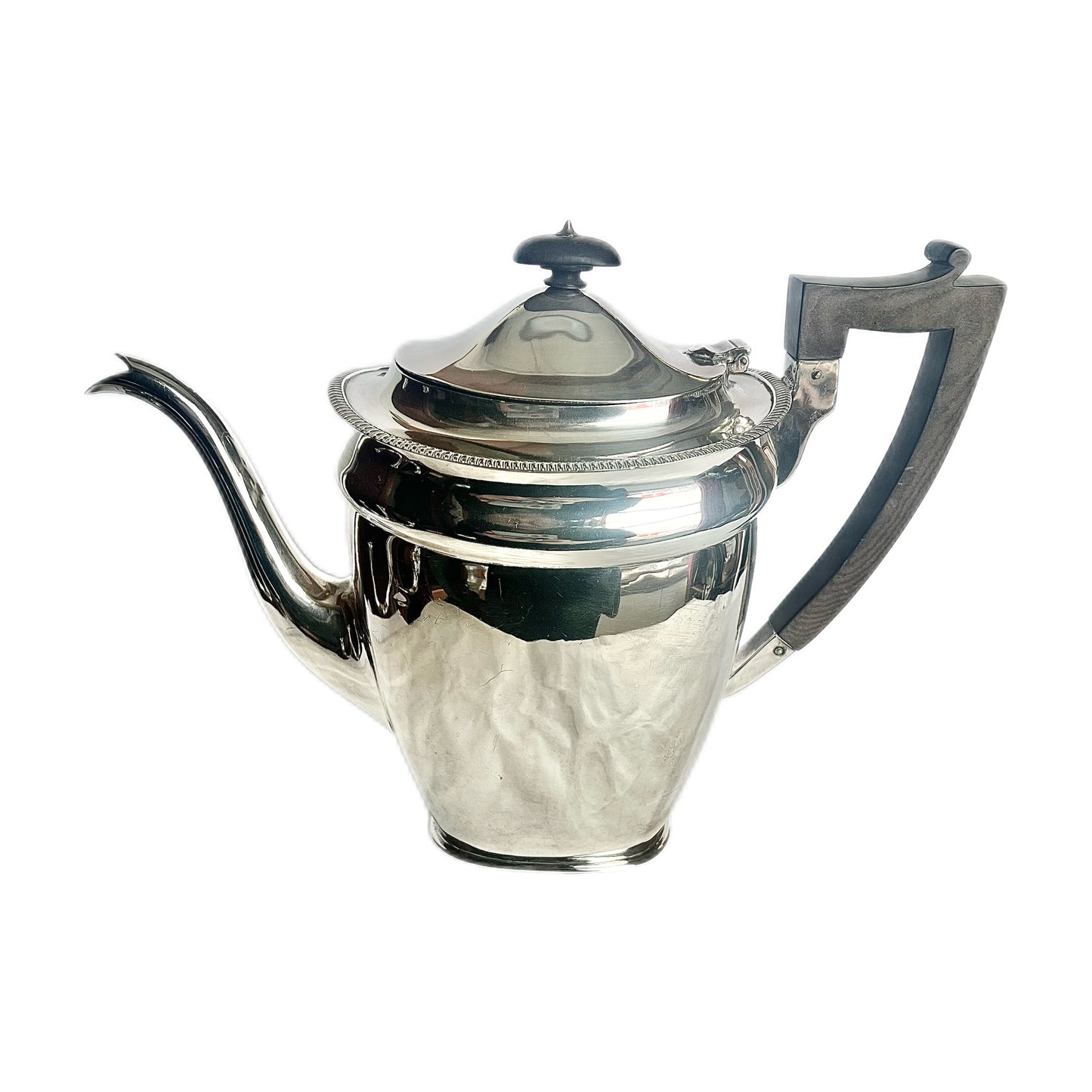 Edwardian sterling silver coffee pot with timber finial and handle, Martin, Hall & Co