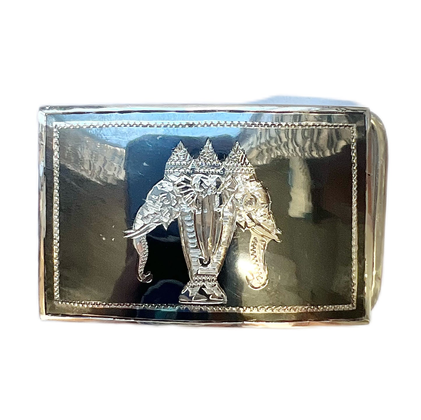 Vintage midcentury Thai nielloware sterling silver belt buckle