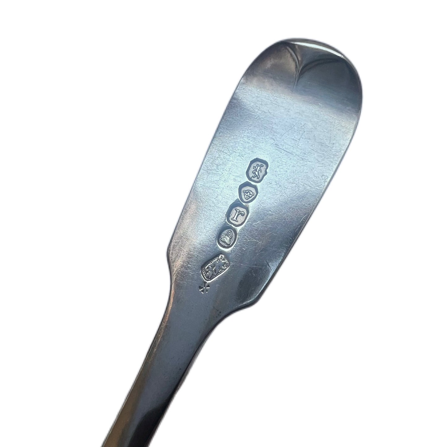 Antique William IV set of 6 sterling silver table spoons. London, 1832, Jonathan Hayne, Crest of the Marquess of Abergavenny