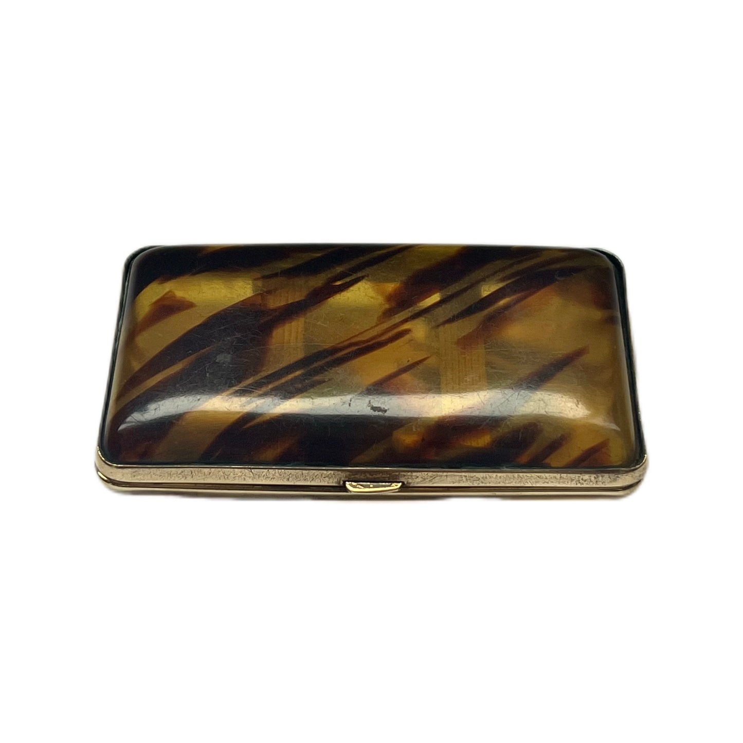 Estuche antiguo para cigarrillos de celuloide de imitación de carey, de estilo eduardiano a art déco.
