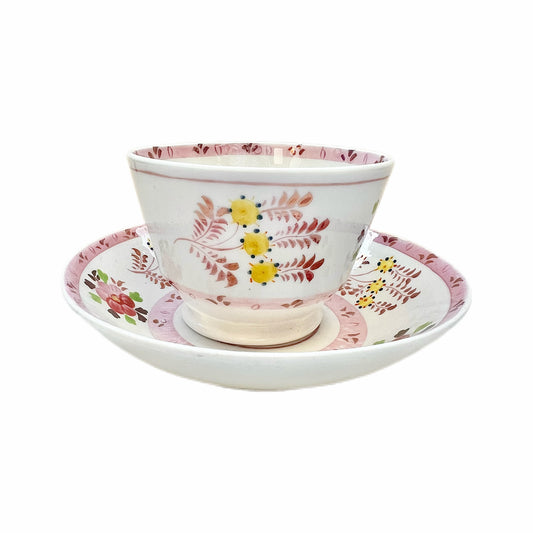 Early 19th century English tea bowl and matching saucer circa 1810s-20s