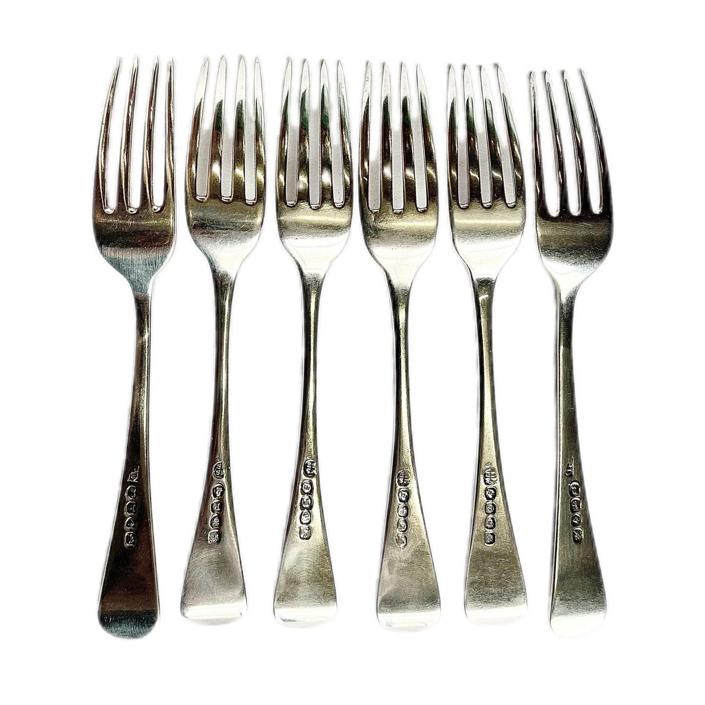 Set of 6 Regency period sterling silver entree forks, 4 by Mary & Eliza Sumner
