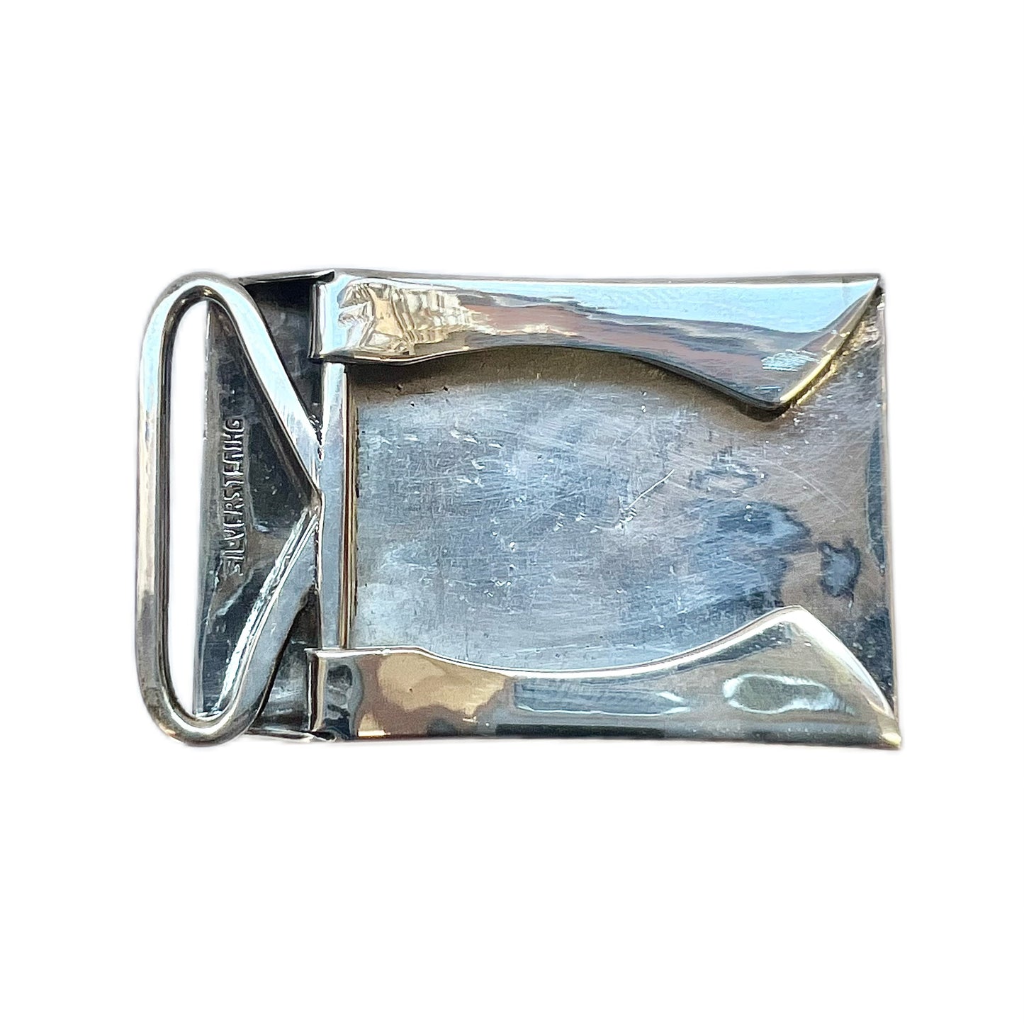 Vintage midcentury Thai nielloware sterling silver belt buckle