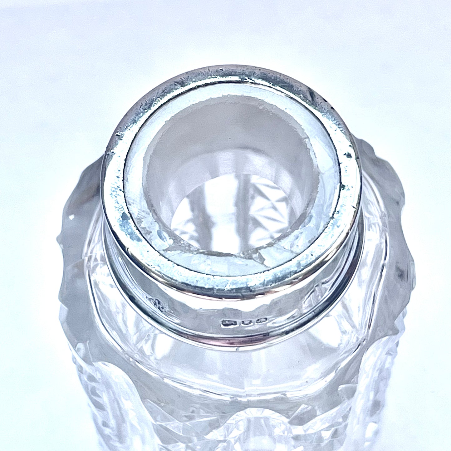 Antique Victorian cut glass and sterling silver toiletry/scent bottle, George Betjemann & Sons, London, 1896