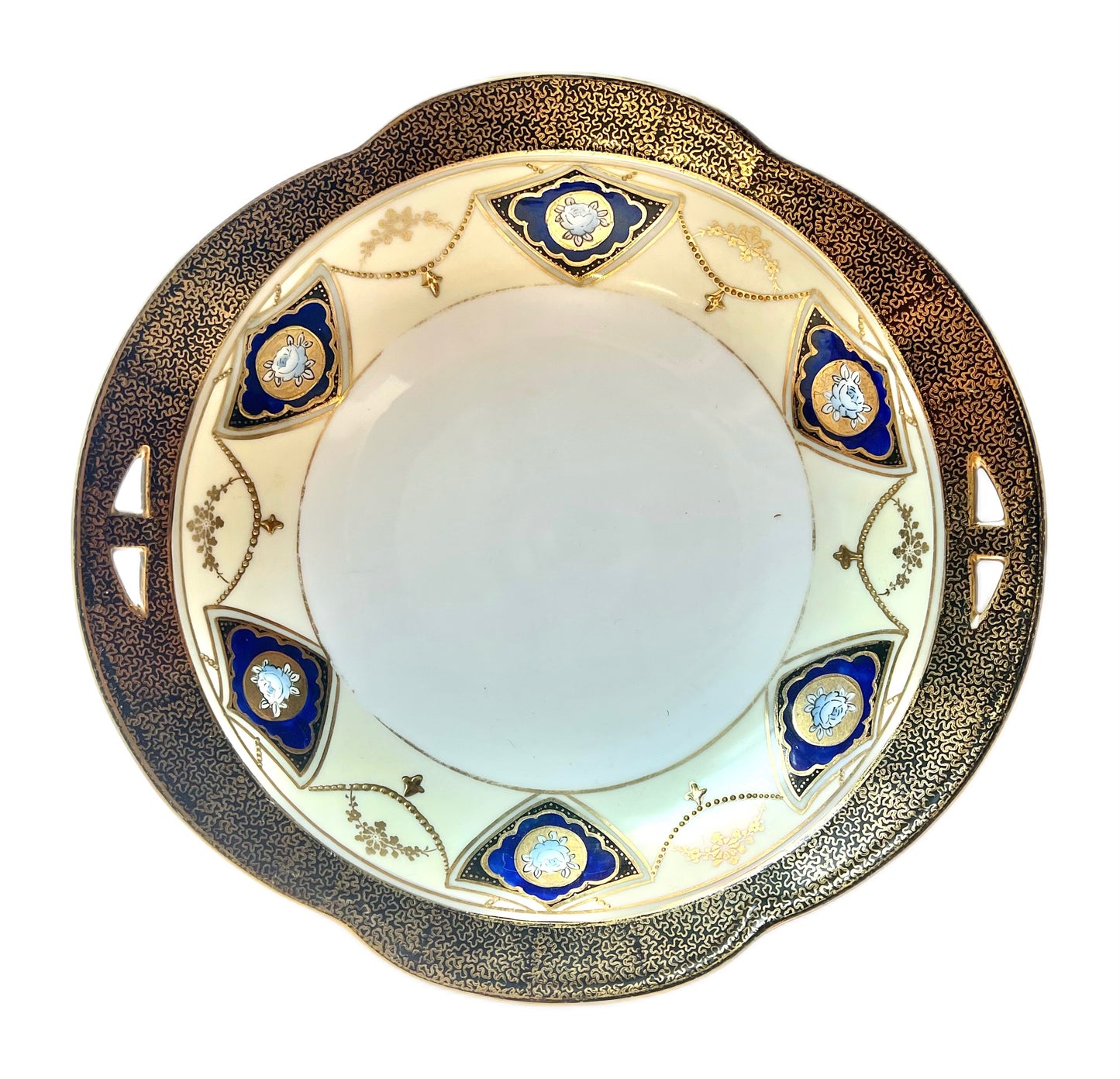 Antique Noritake cobalt and gold vegetable or salad bowl
