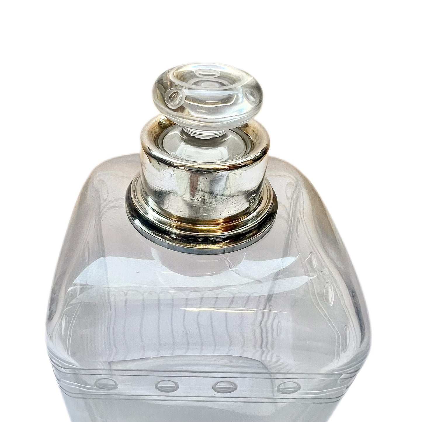 Antique French .950 gilt silver and cut glass bottle by Gustave Keller
