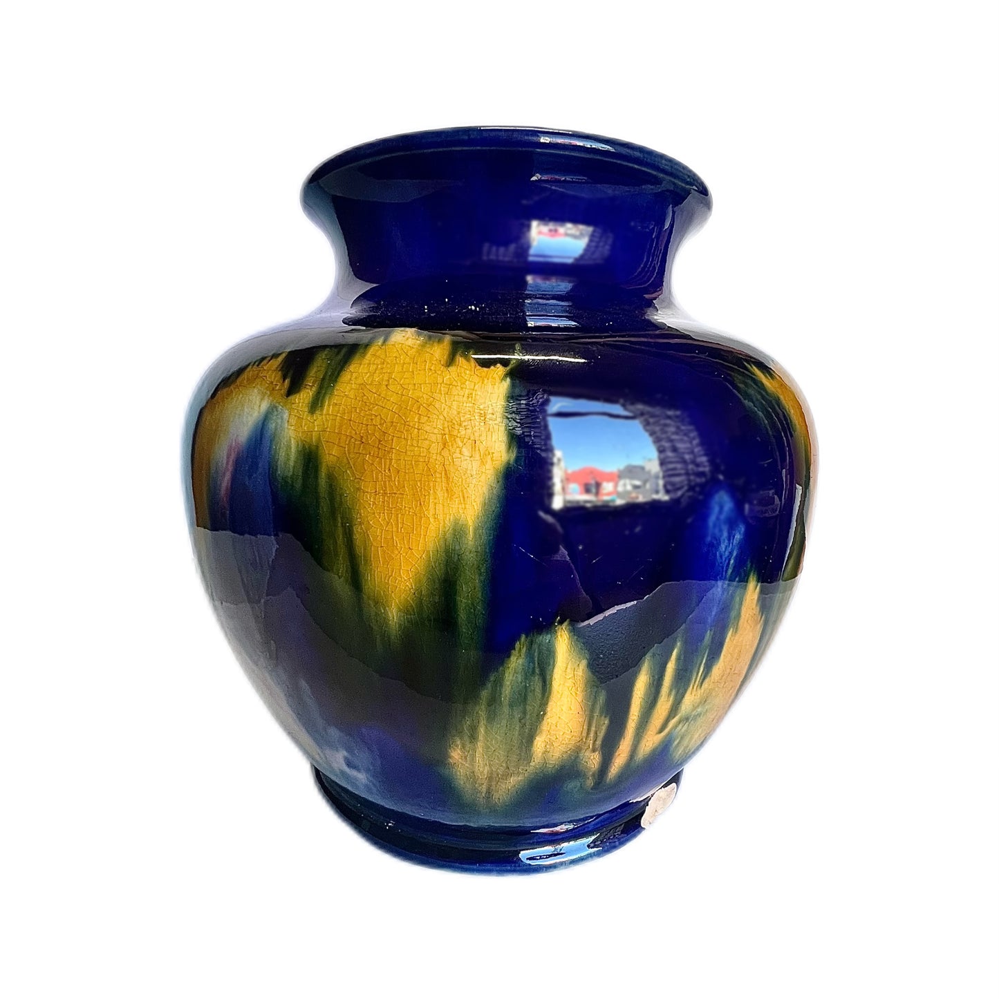 Large Blue Yellow John Mc Hugh Tasmanian Australian Art Pottery Art Deco Vase