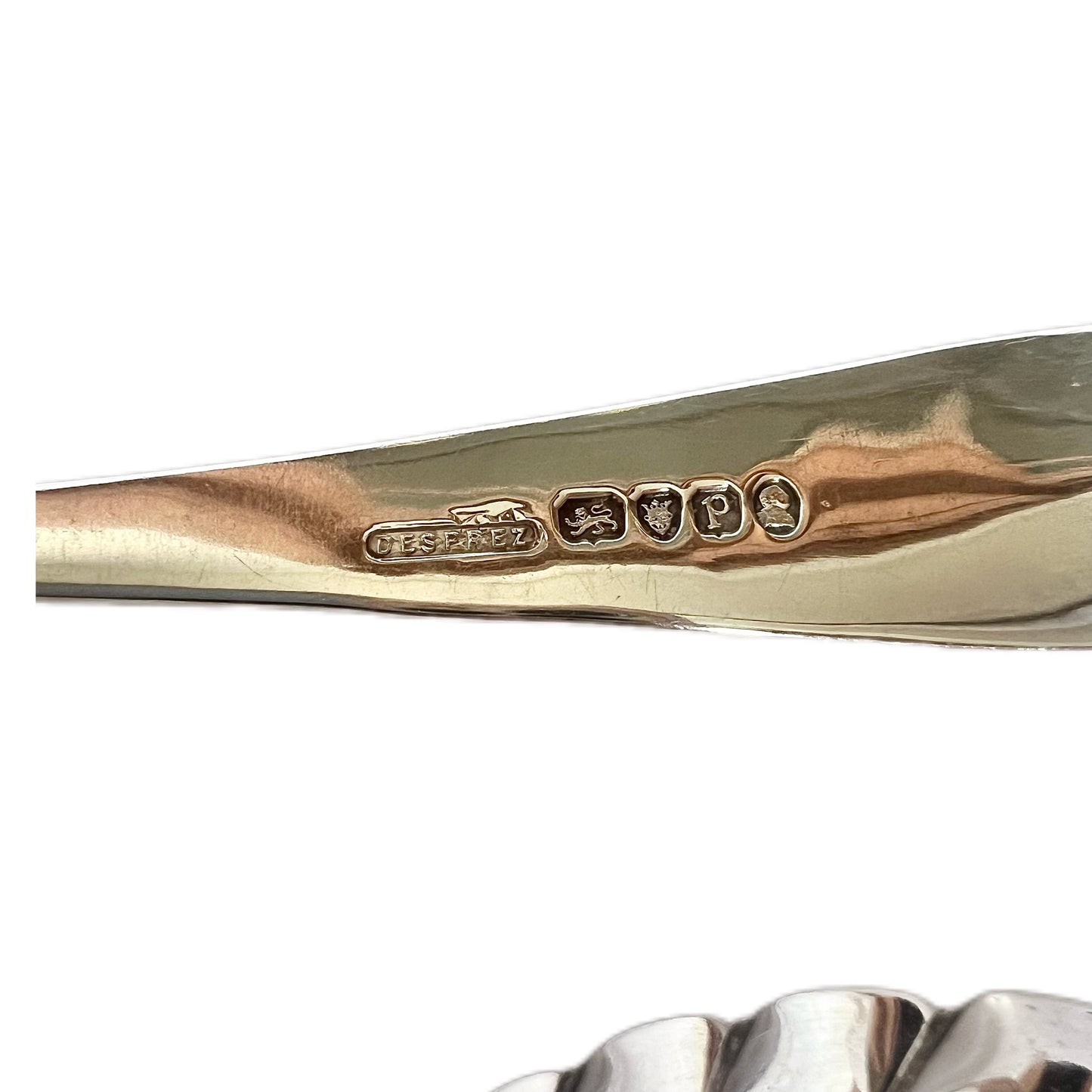 Pair of George III serving spoons with later 19th century presentation box