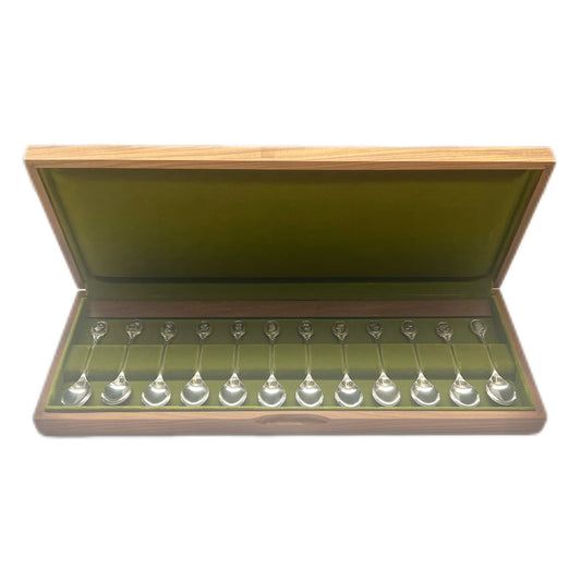 Juego de 12 cucharas vintage de plata esterlina de la Royal Horticultural Society para flores, fabricadas por John Pinches