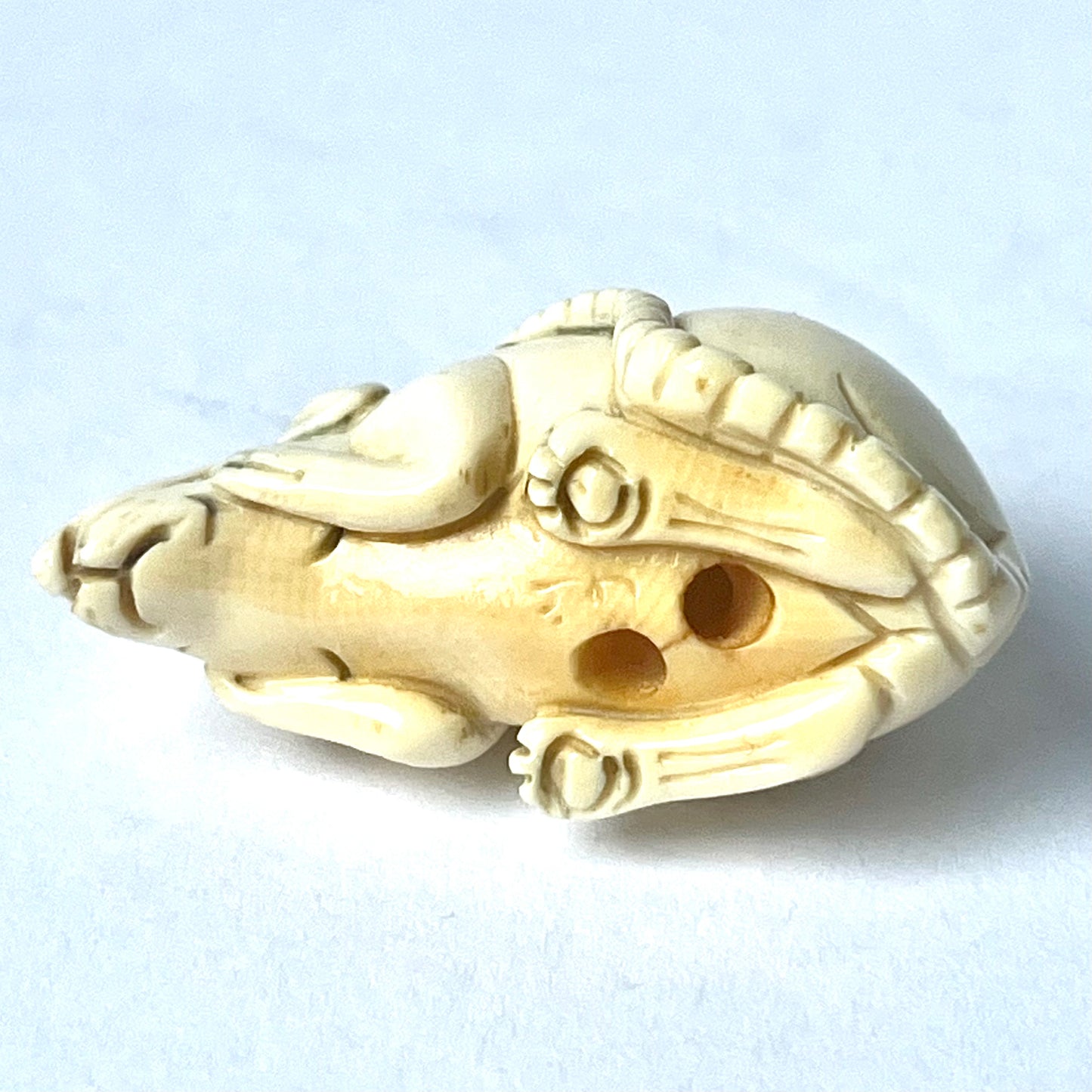Antique Japanese ivory netsuke of a rat is signed by Tsura