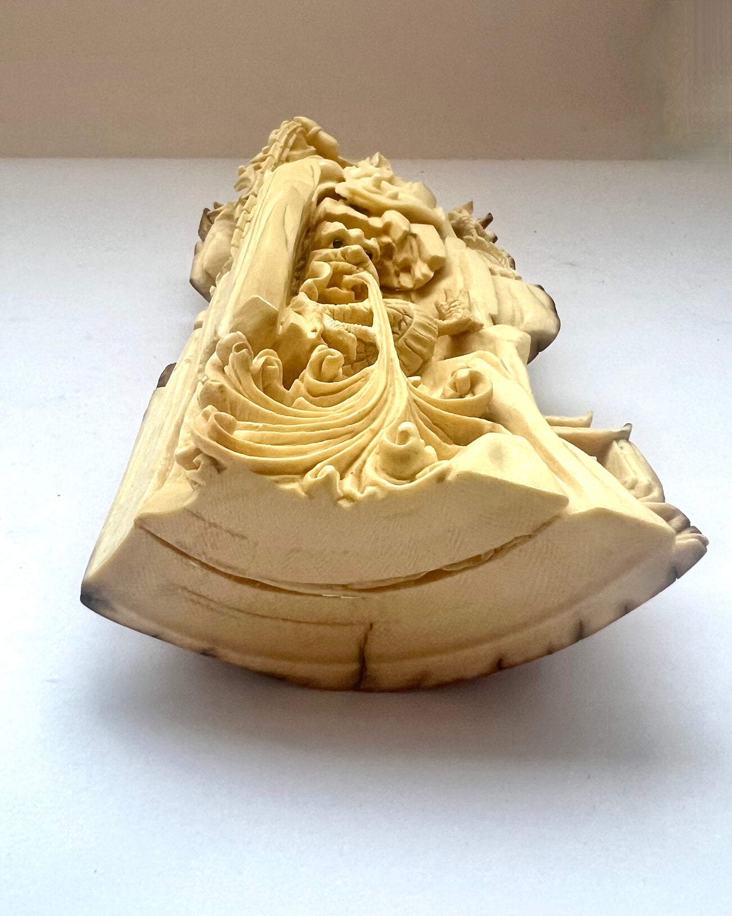 Early to mid 19th century Qing dynasty ivory carving of Nezha subduing Ao Guang, the Dragon King of the East Sea