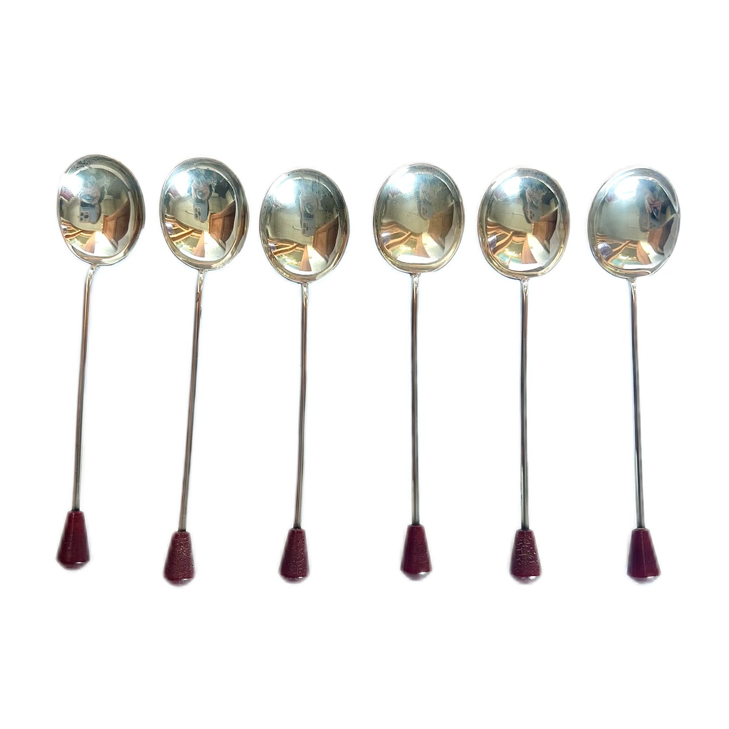 6 vintage Australian sterling silver coffee spoons with Bakelite finials