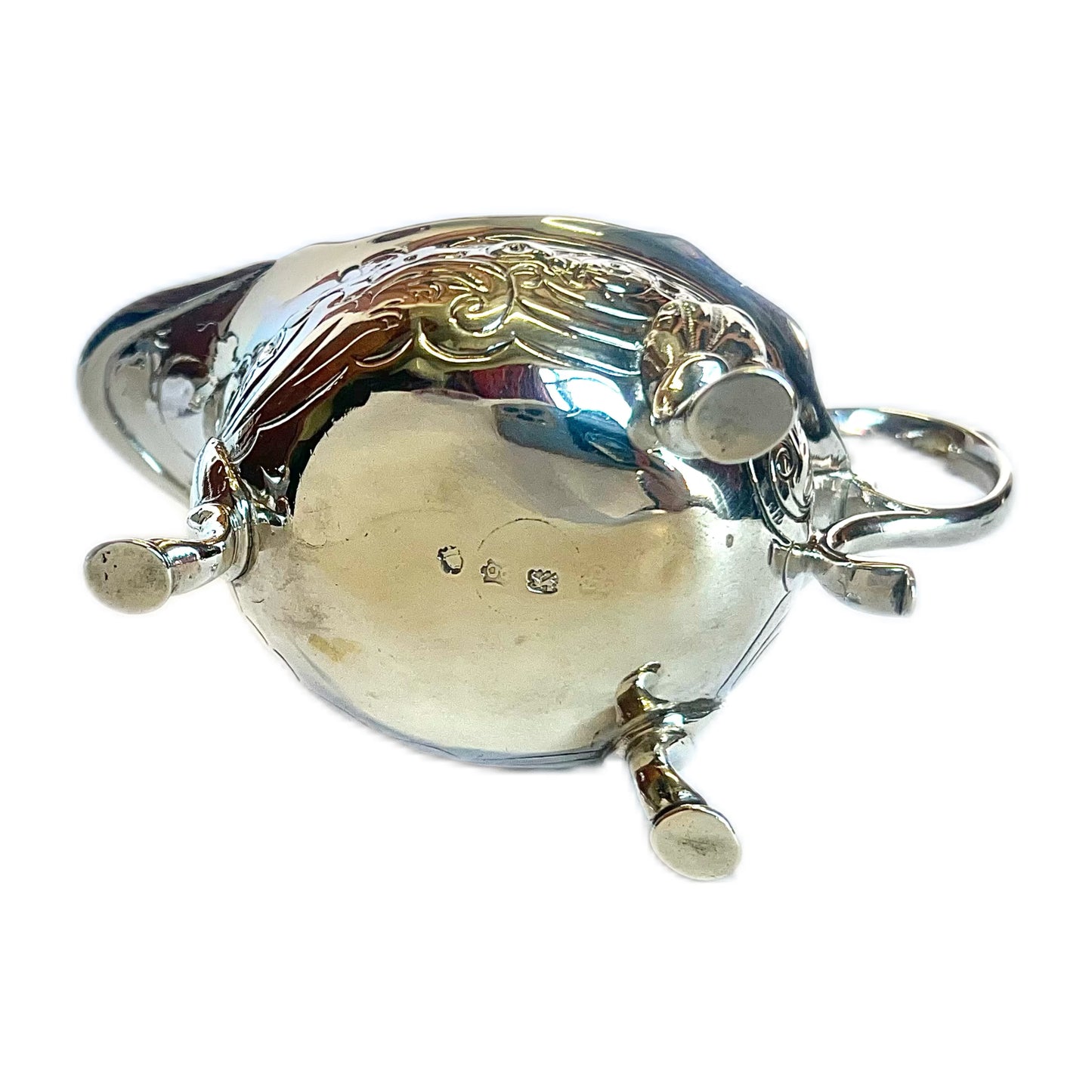 George II sterling silver creamer jug by John Pollock, 1742