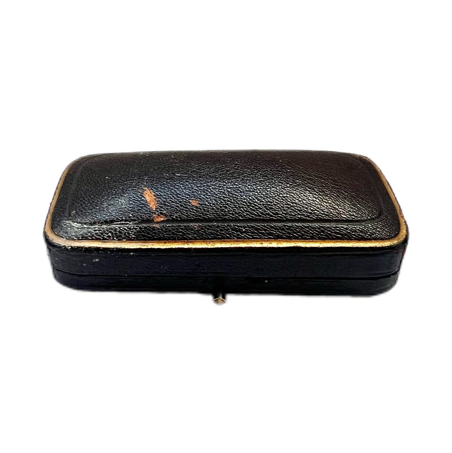 Antique turn of the century Continental European 14 carat gold and seed pearl cufflinks, with case of the period from B Peterson & Co