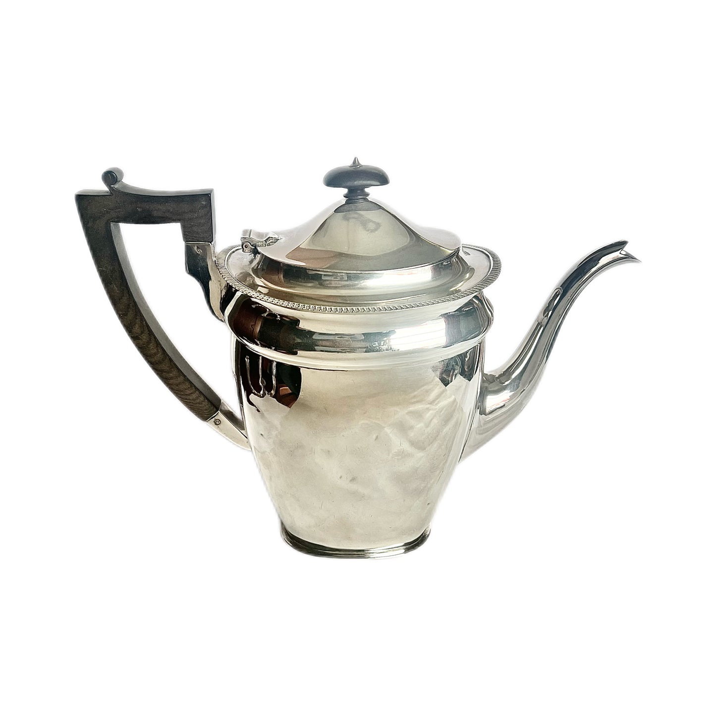 Edwardian sterling silver coffee pot with timber finial and handle, Martin, Hall & Co