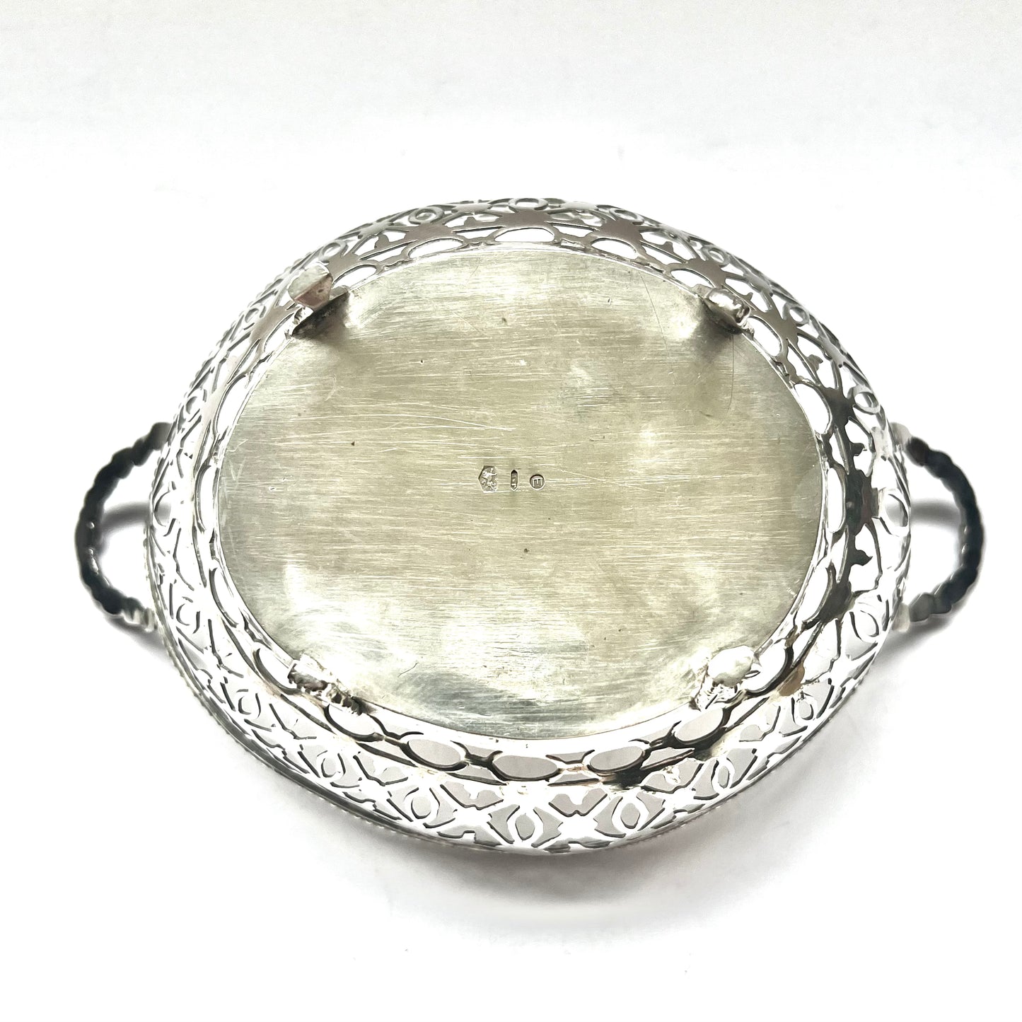 1914 年荷兰古董 .833 银篮子,带有镂空新艺术风格设计