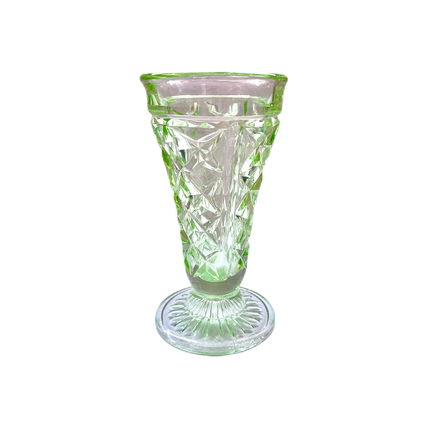 Jarrón de vidrio de uranio Art Déco, circa 1920 a 1930