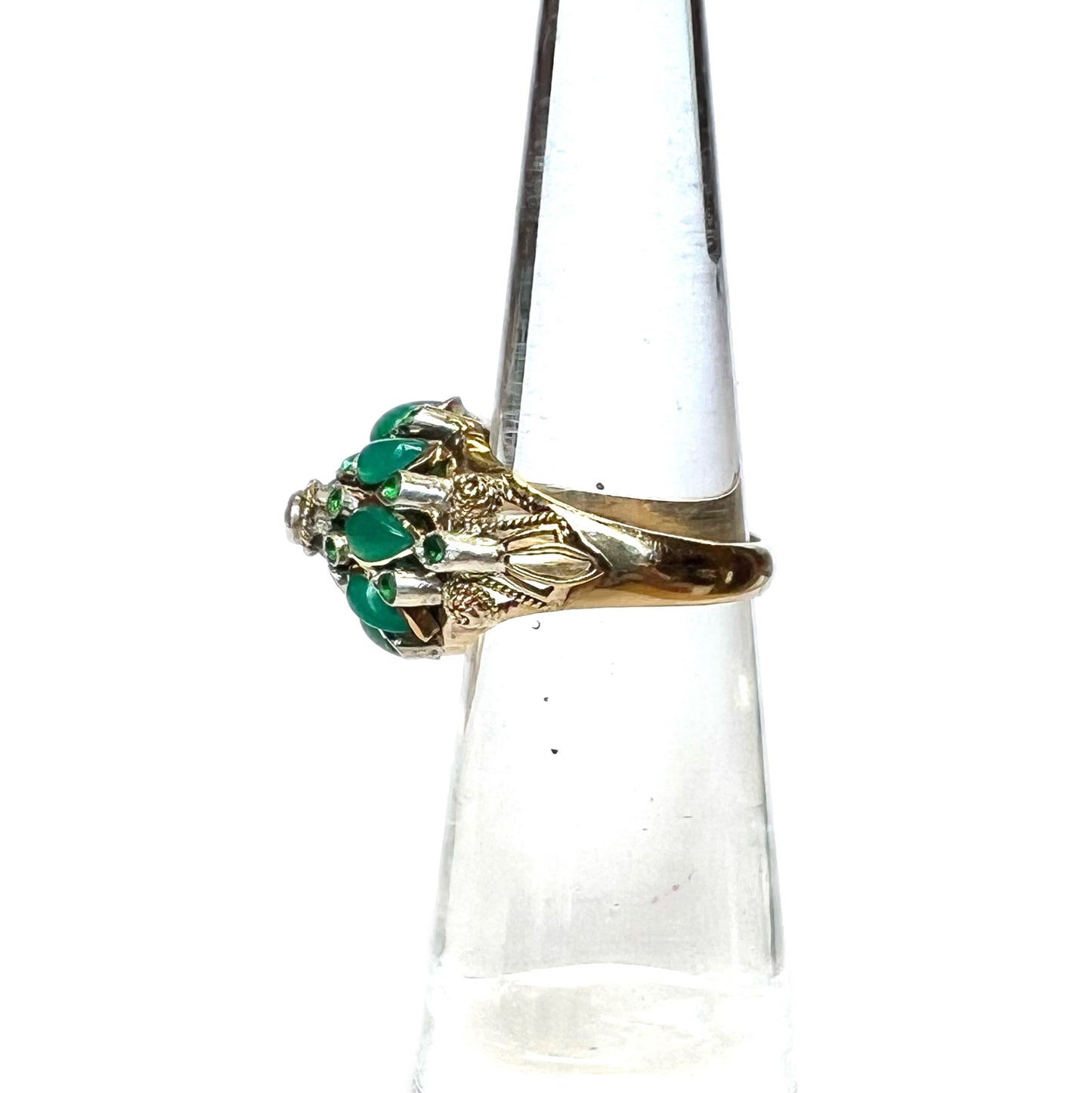 Midcentury 14k gold jade and emerald ‘Thai Princess’ ring