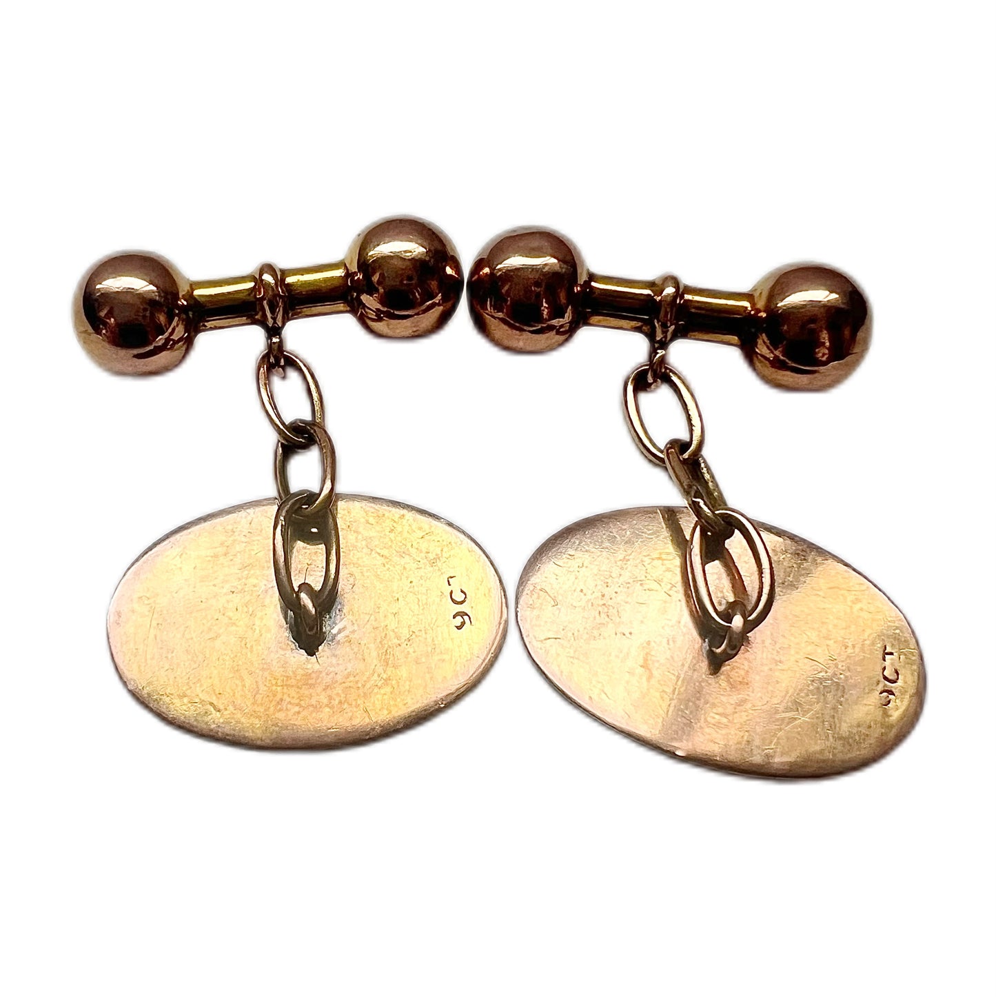 Vintage possibly antique 9ct gold oval cufflinks