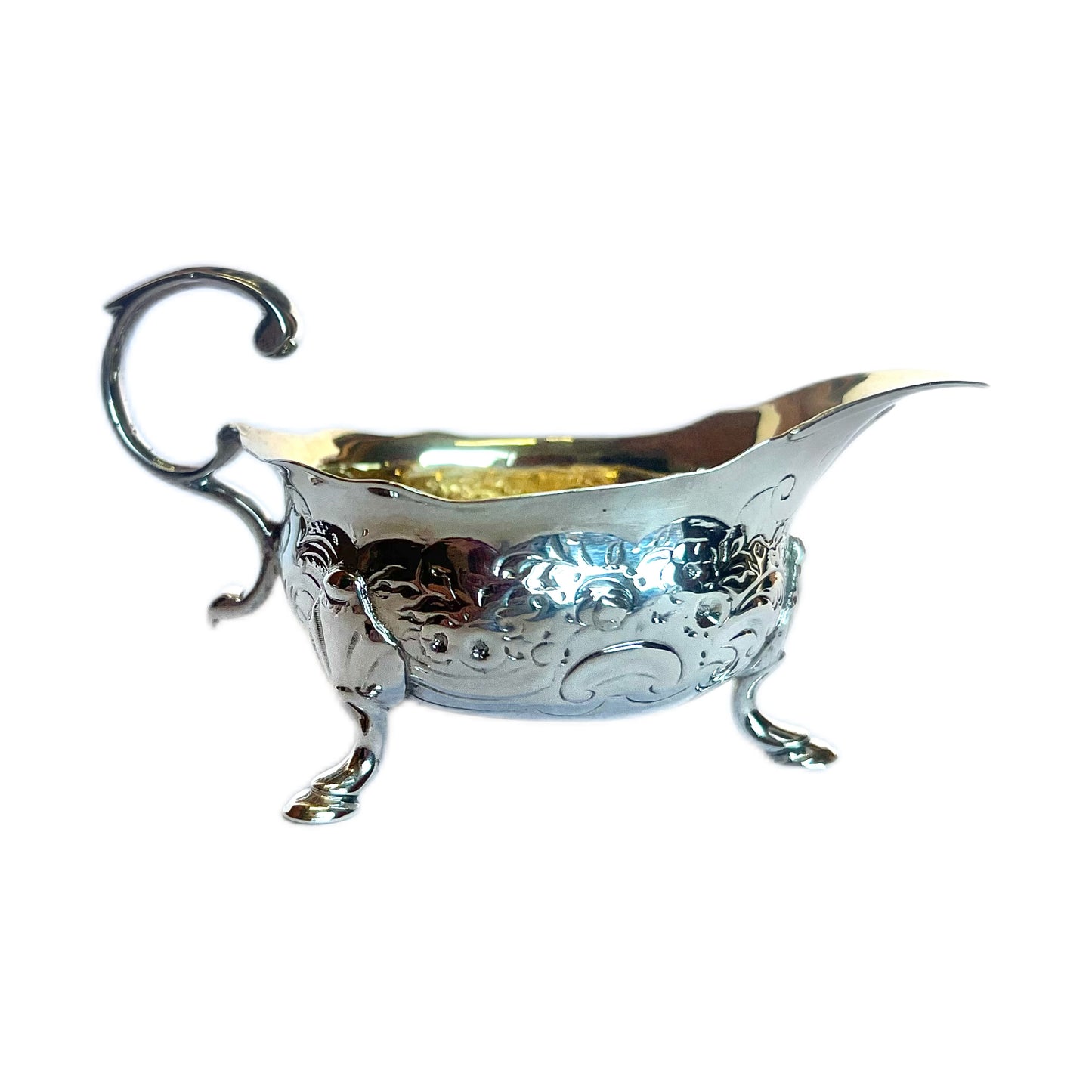 George II sterling silver creamer jug by John Pollock, 1742