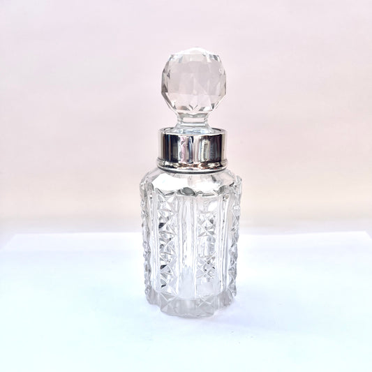 Antique Victorian cut glass and sterling silver toiletry/scent bottle, George Betjemann & Sons, London, 1896
