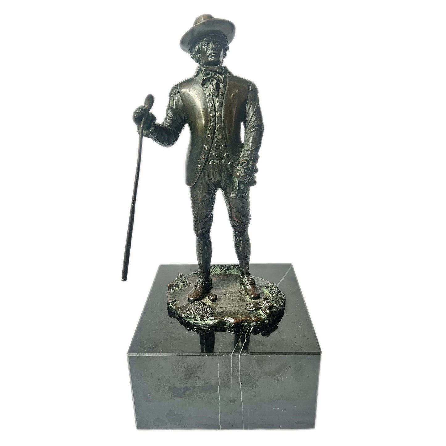 Midcentury bronze depicting a gentleman on marble base, signed by Sever