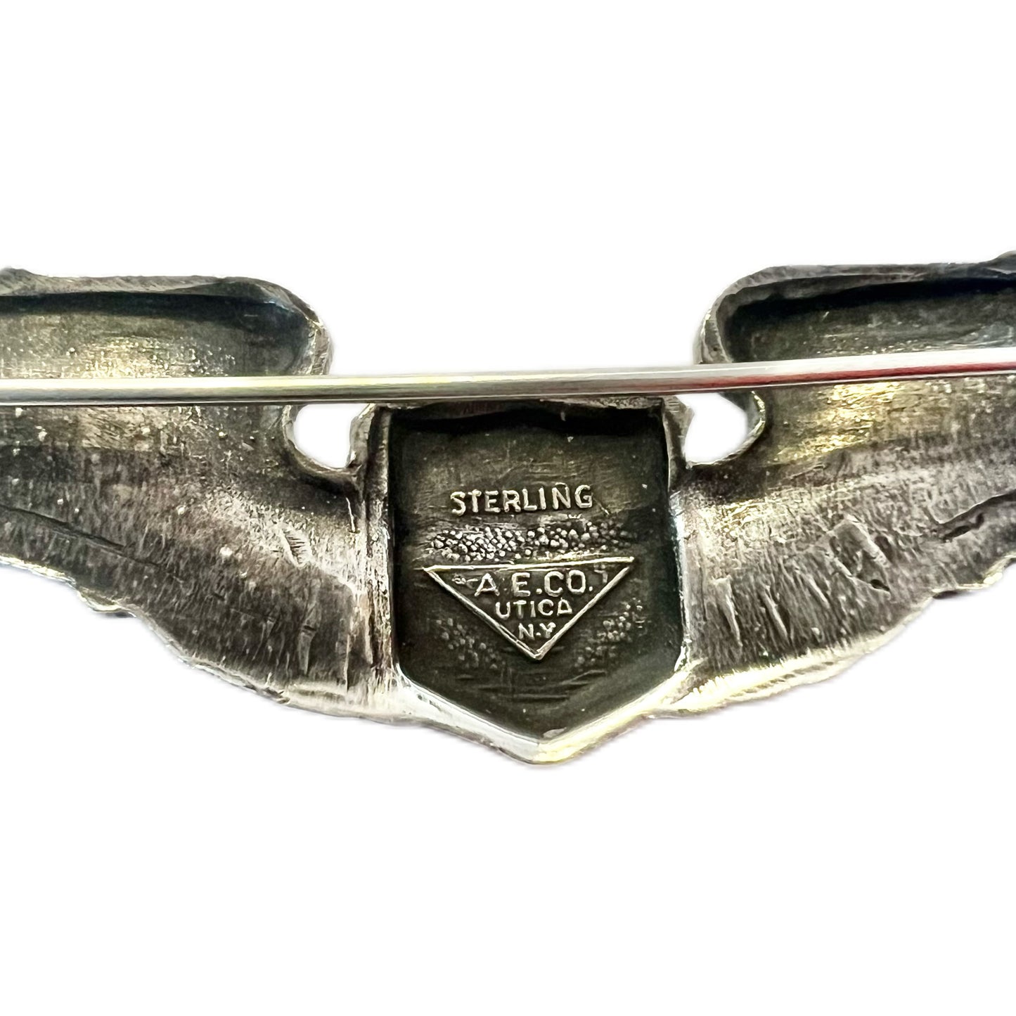 Vintage US WWII USAAF Pilot Wings sterling silver brooch, AE Co.