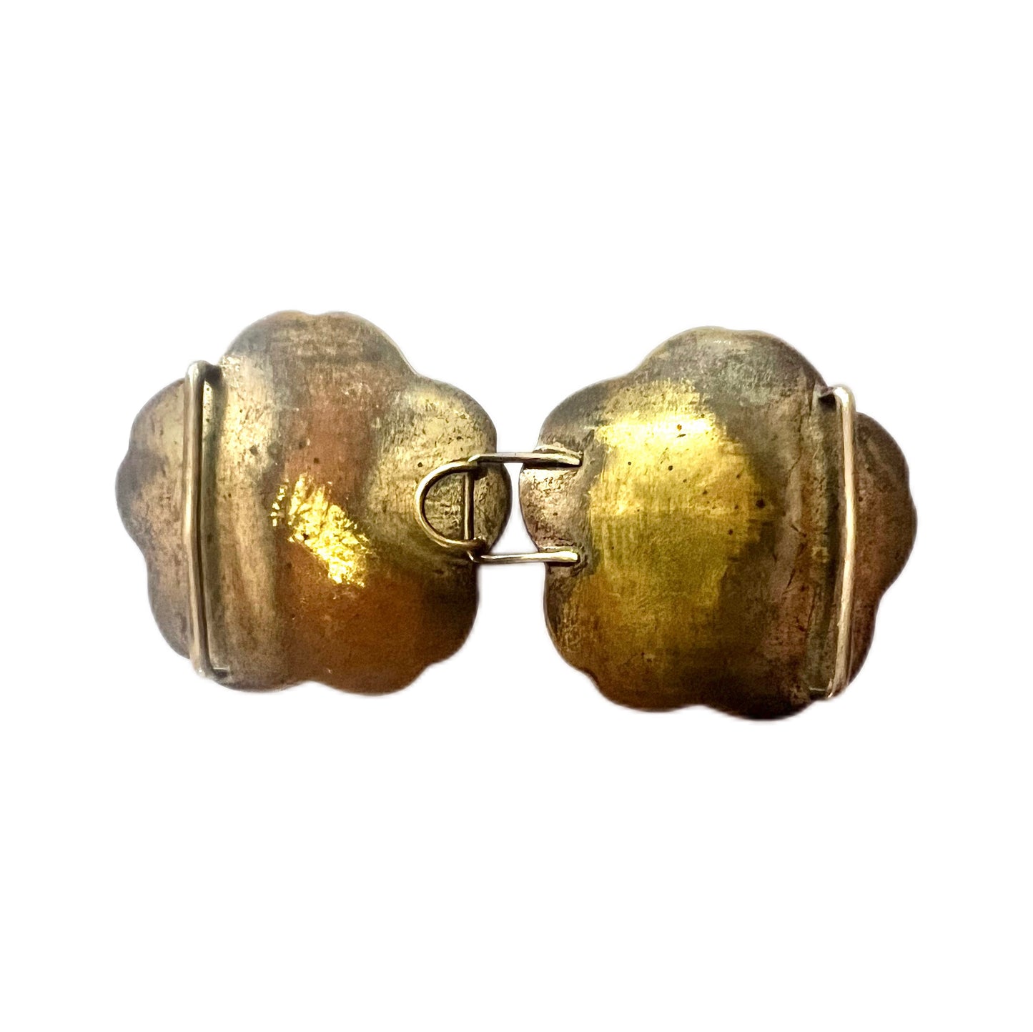 一对明治晚期至大正早期萨摩烧花形鸟纹皮带扣