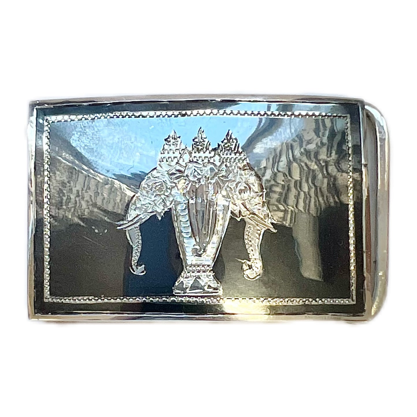 Vintage midcentury Thai nielloware sterling silver belt buckle