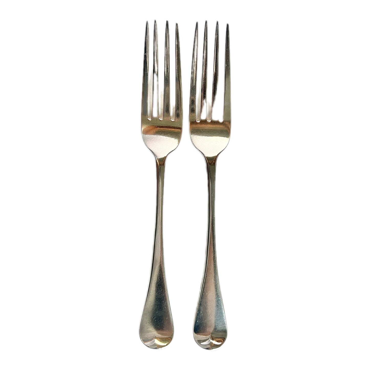 Pair of antique Victorian Hanoverian pattern crested sterling silver entree forks