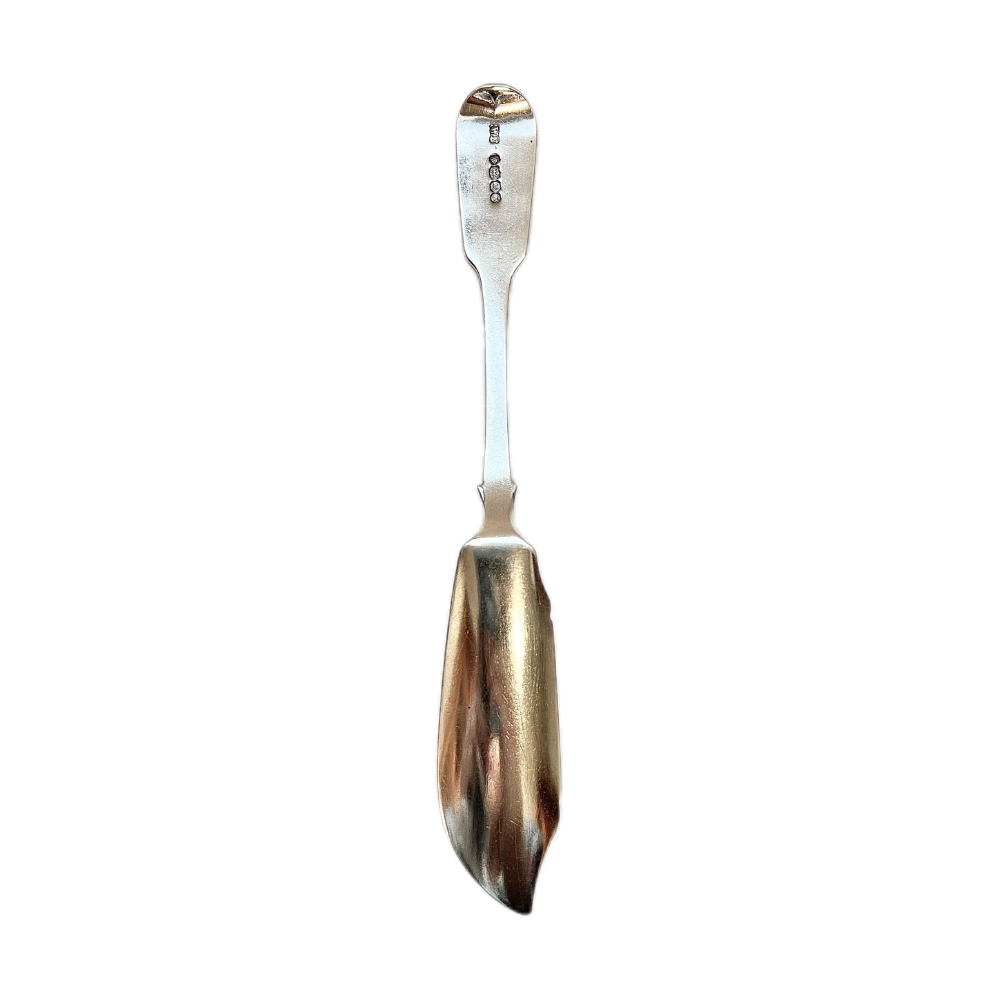 Early Victorian English sterling silver butter spreader, William Eaton