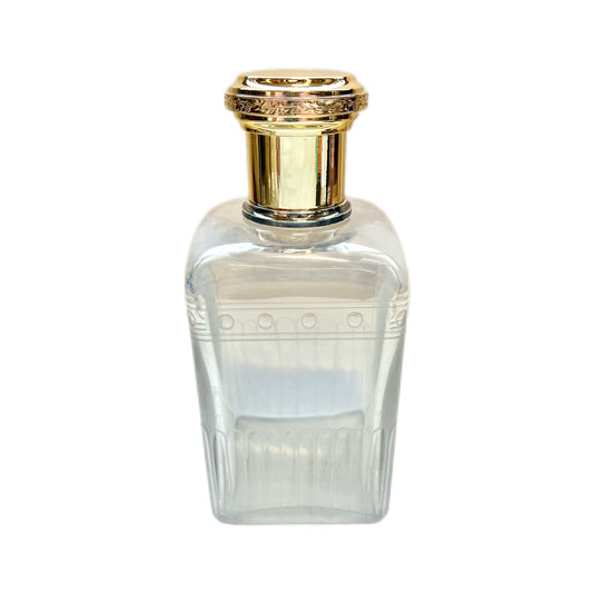 Botella francesa antigua de plata 950 y cristal tallado de Gustave Keller