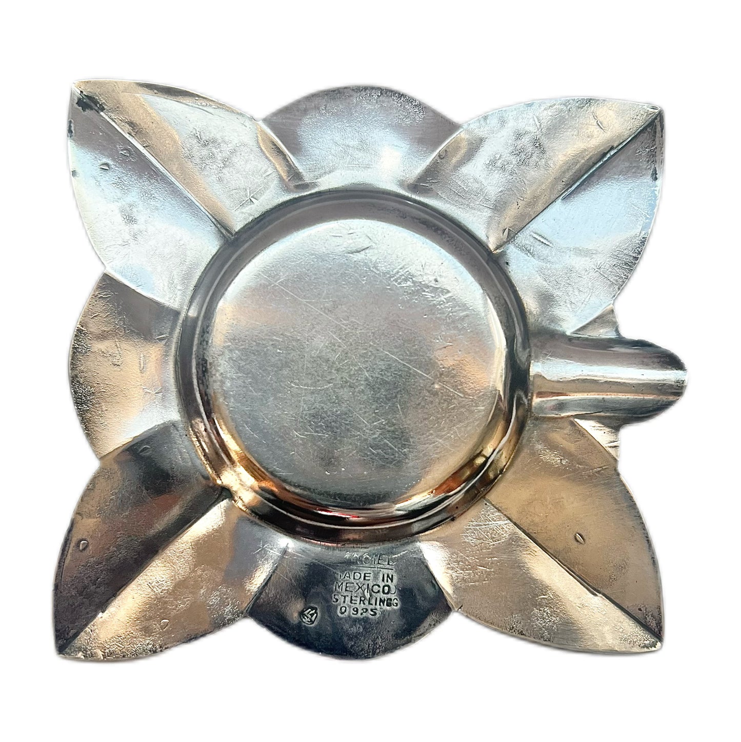 Vintage midcentury Mexican sterling silver ashtray, Macial Factory