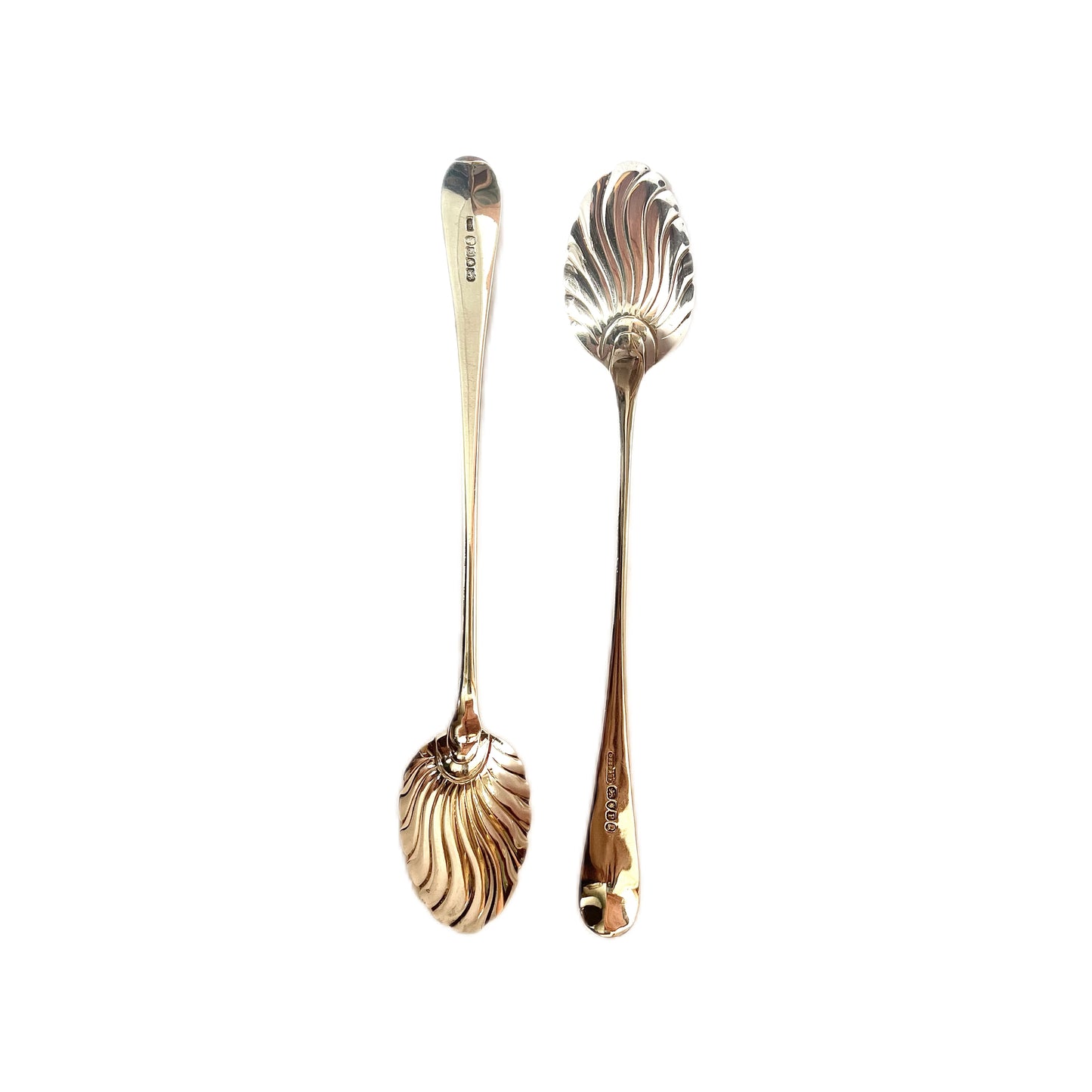 Pair of George III serving spoons with later 19th century presentation box