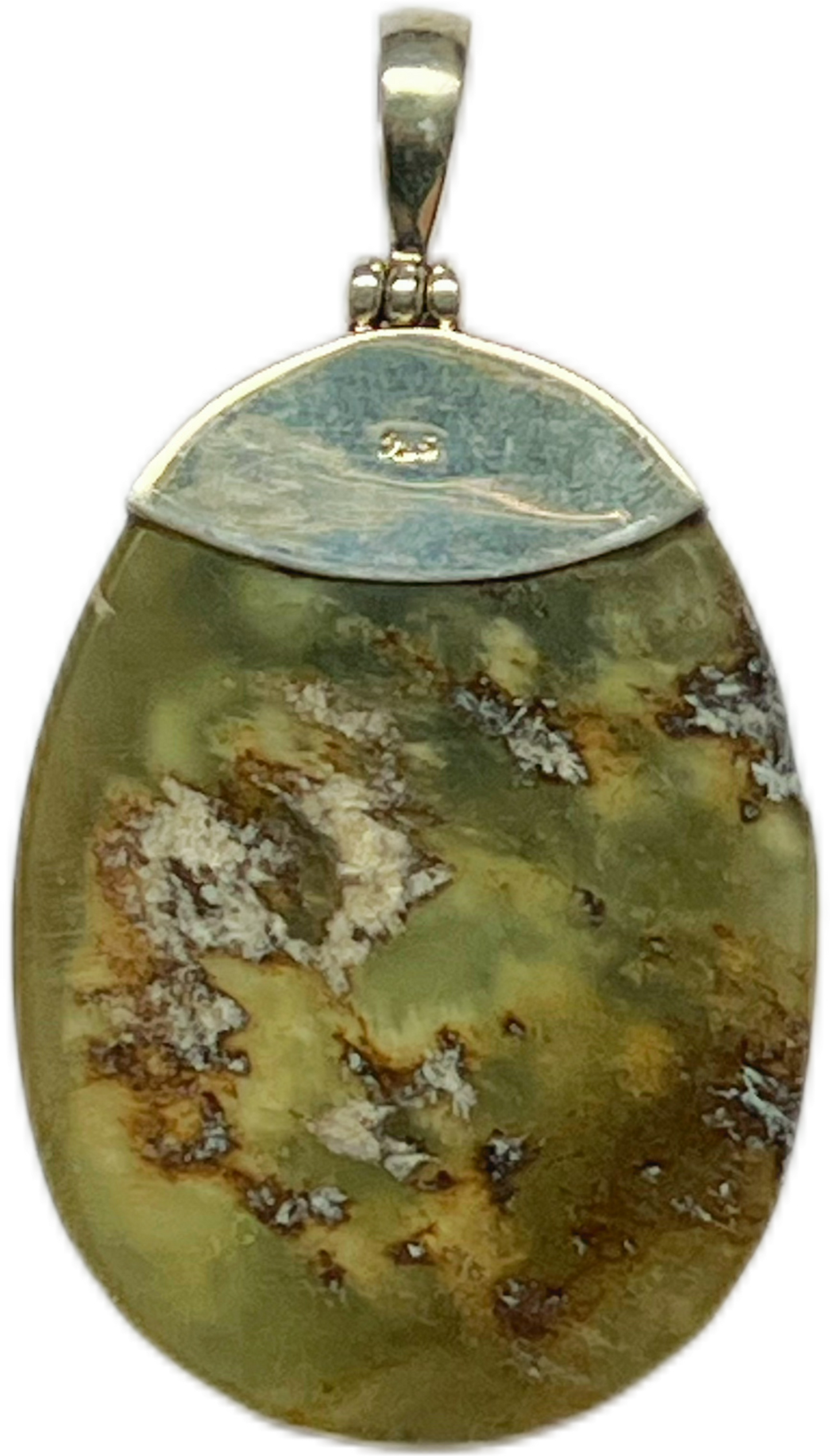 Vintage Chinese nephrite double carp and dragon jade pendant carving with sterling silver setting