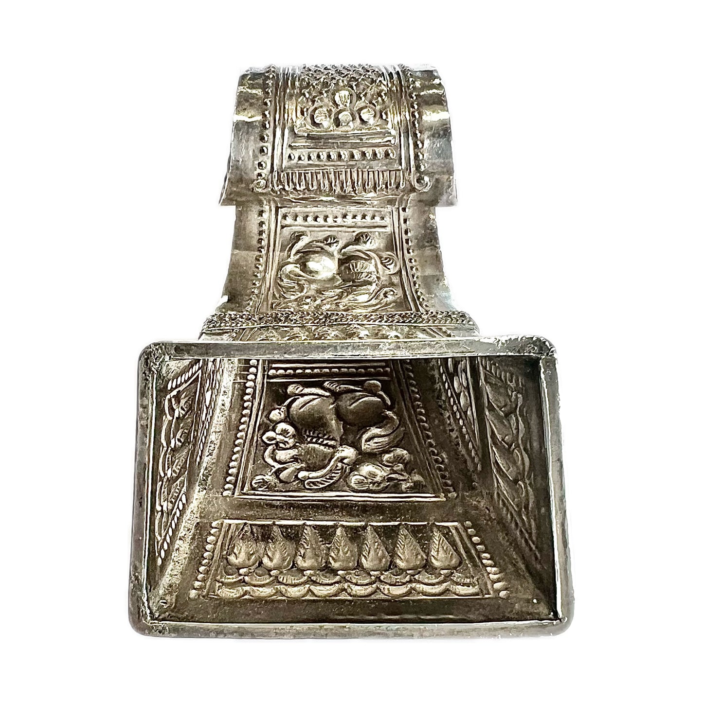 Antique repousse silver Laotian betel leaf holder