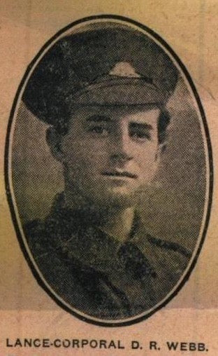 Medalla al servicio de la Primera Guerra Mundial británica del cabo interino Douglas Radcliffe Webb