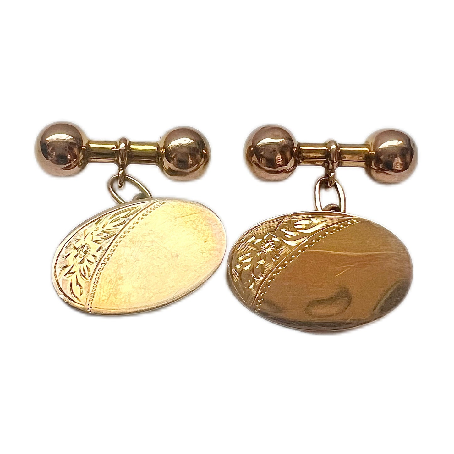 Vintage possibly antique 9ct gold oval cufflinks