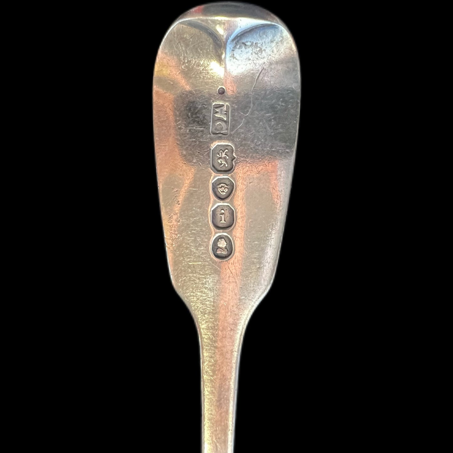 Antique George IV sterling silver fiddle & thread spoon