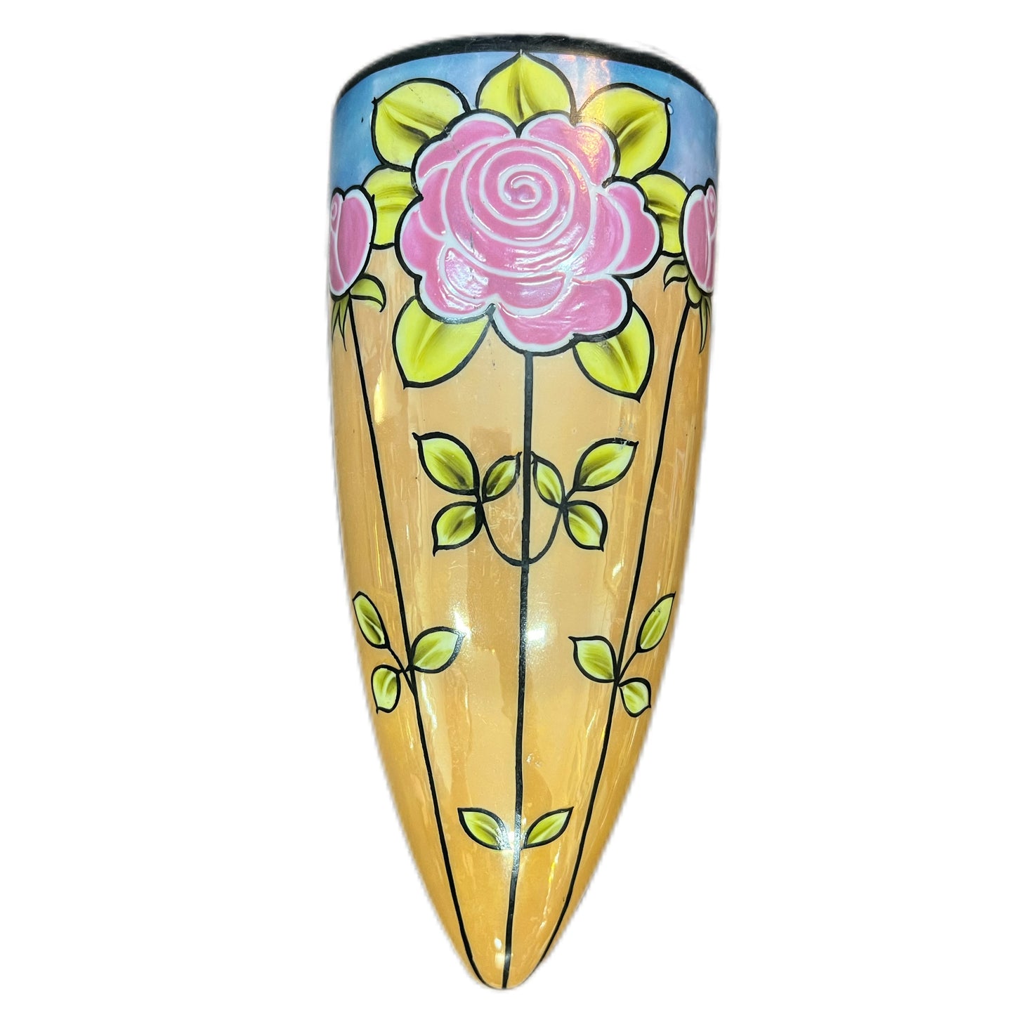 Art Deco lustreware rose wall vase by Seiei & Co, circa 1930s to 1940s